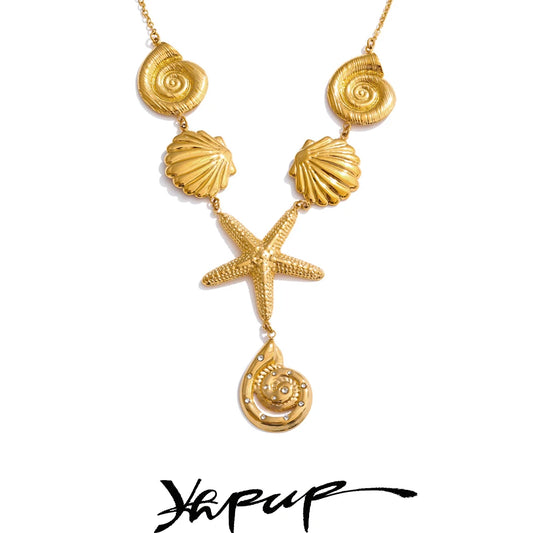 Ocean Style Starfish Shell Pendant Necklace