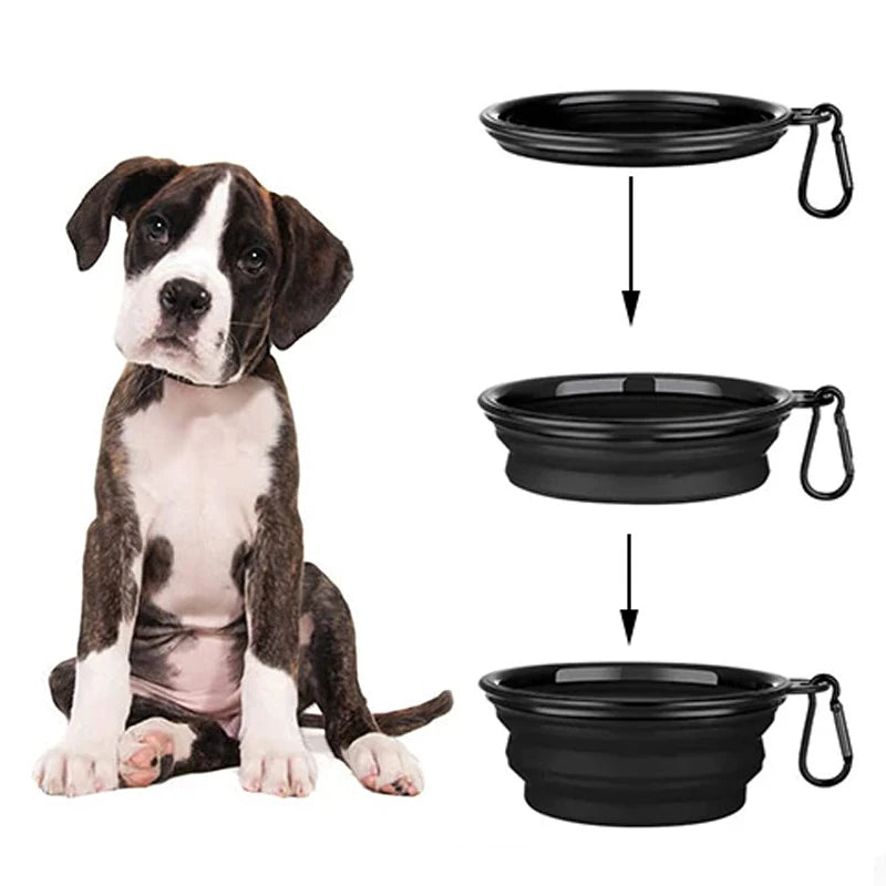 Travel Folding Dog/Cat Feeder Bowl With Carabiner