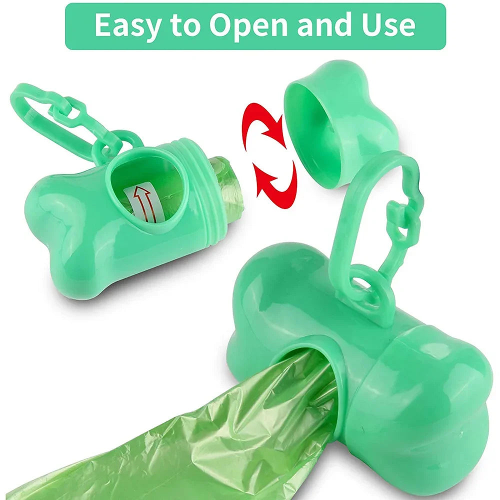 Disposable Dog Poop Bags with Bone Shaped Bag Holder