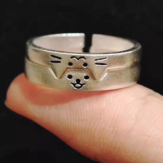 2pcs Cute Cat Dog Animal Couple Ring