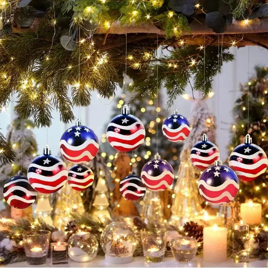 American Flag Glass Christmas Ornament