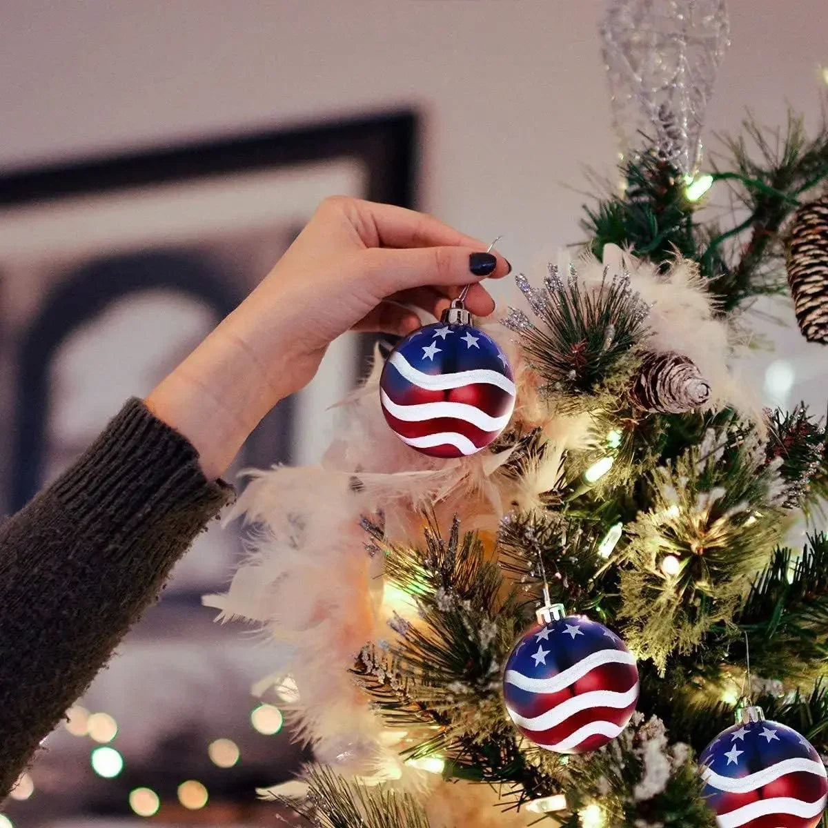 American Flag Glass Christmas Ornament