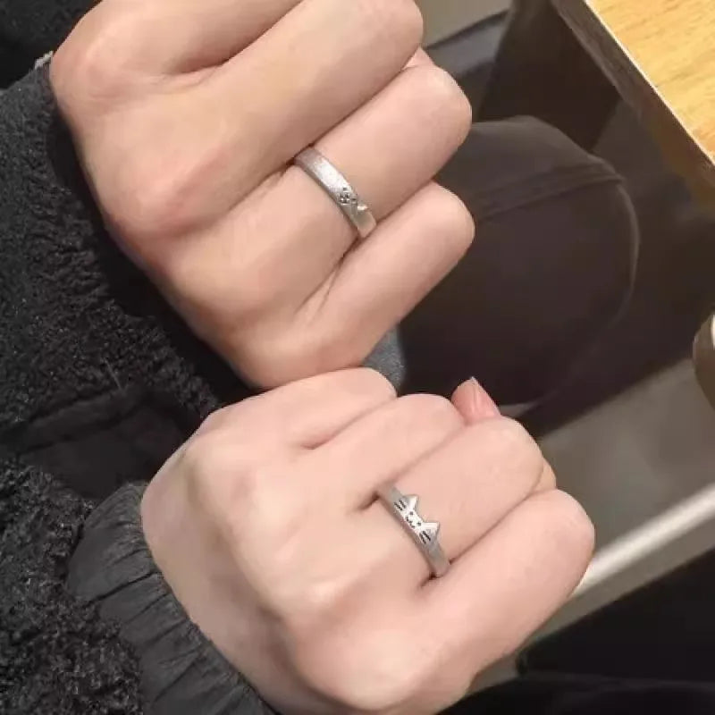 2pcs Cute Cat Dog Animal Couple Ring