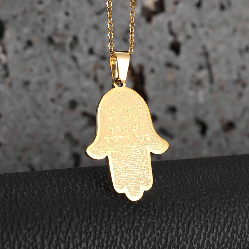 Stainless Steel Hamsa Pendant Necklace