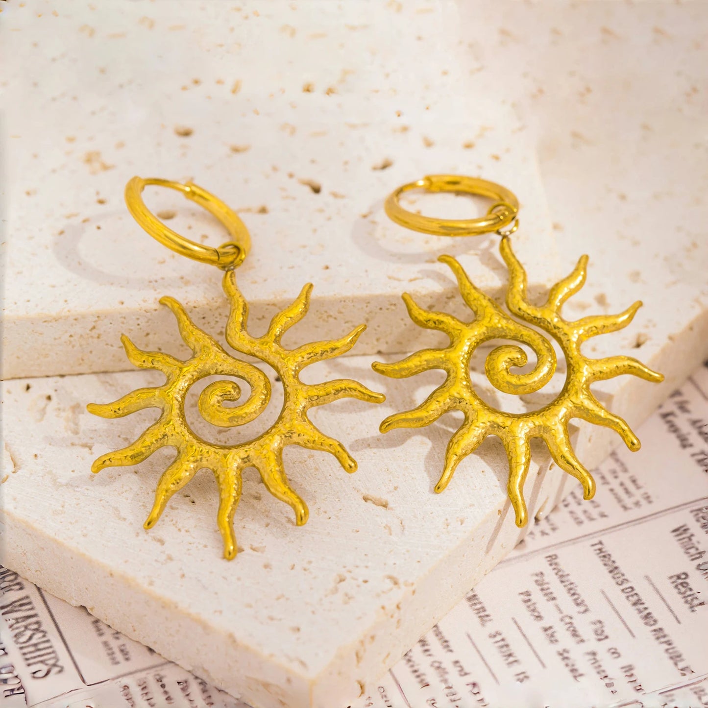 Sun Geometric Drop Necklace or Earrings for Women