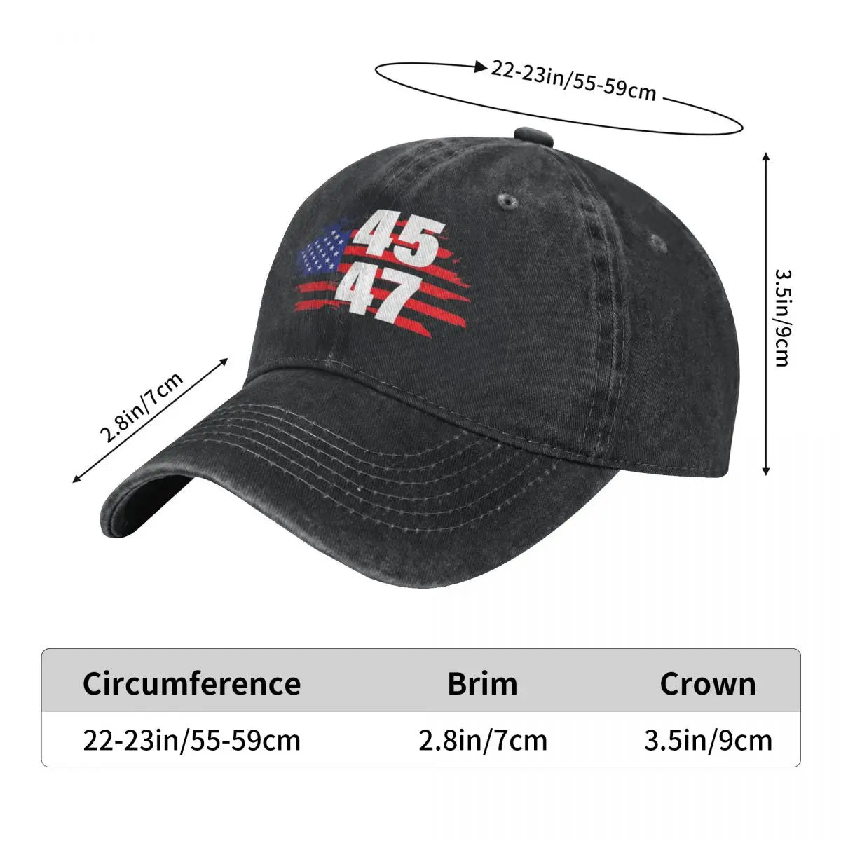 45 47 Trump 2024 Denim Baseball Cap