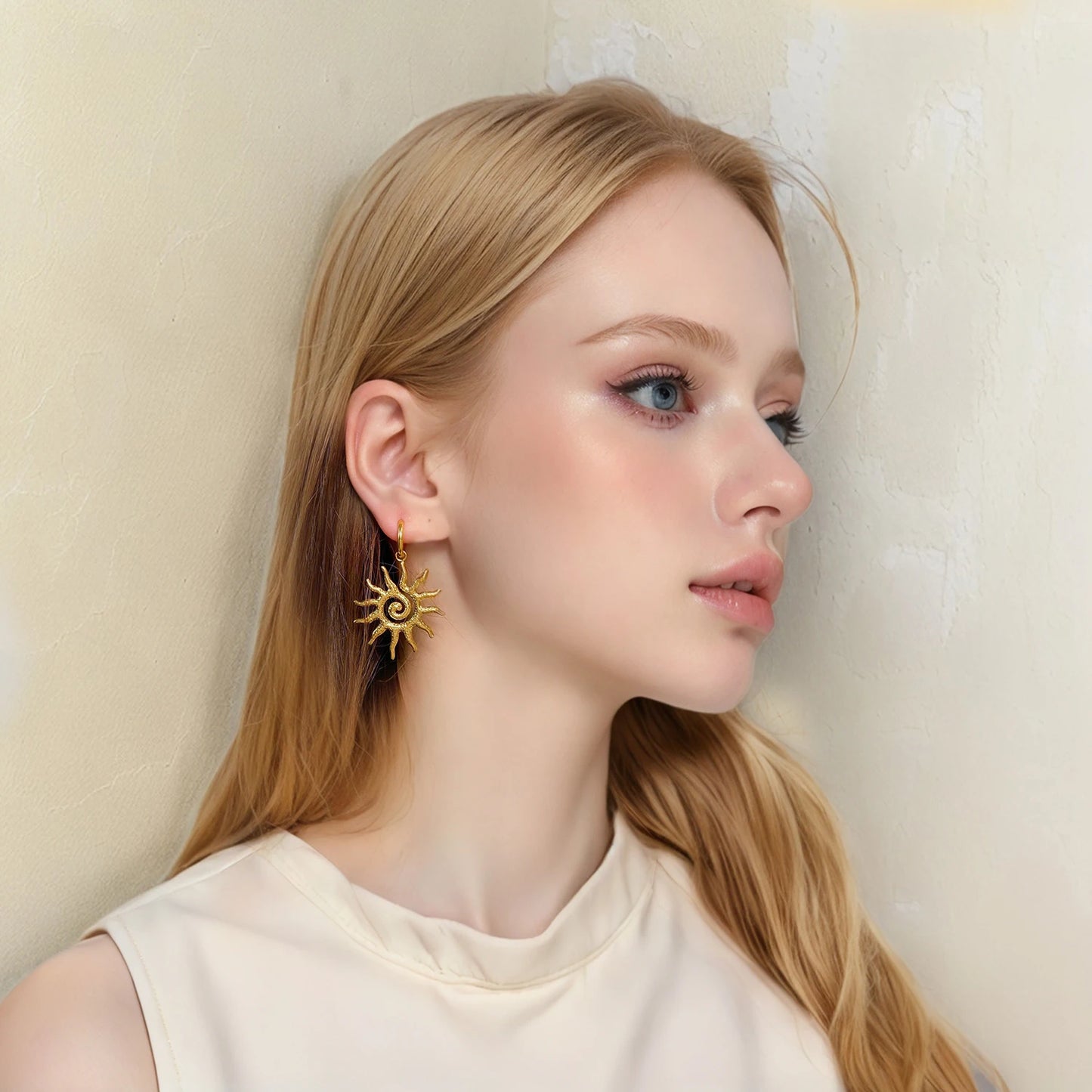 Sun Geometric Drop Necklace or Earrings for Women
