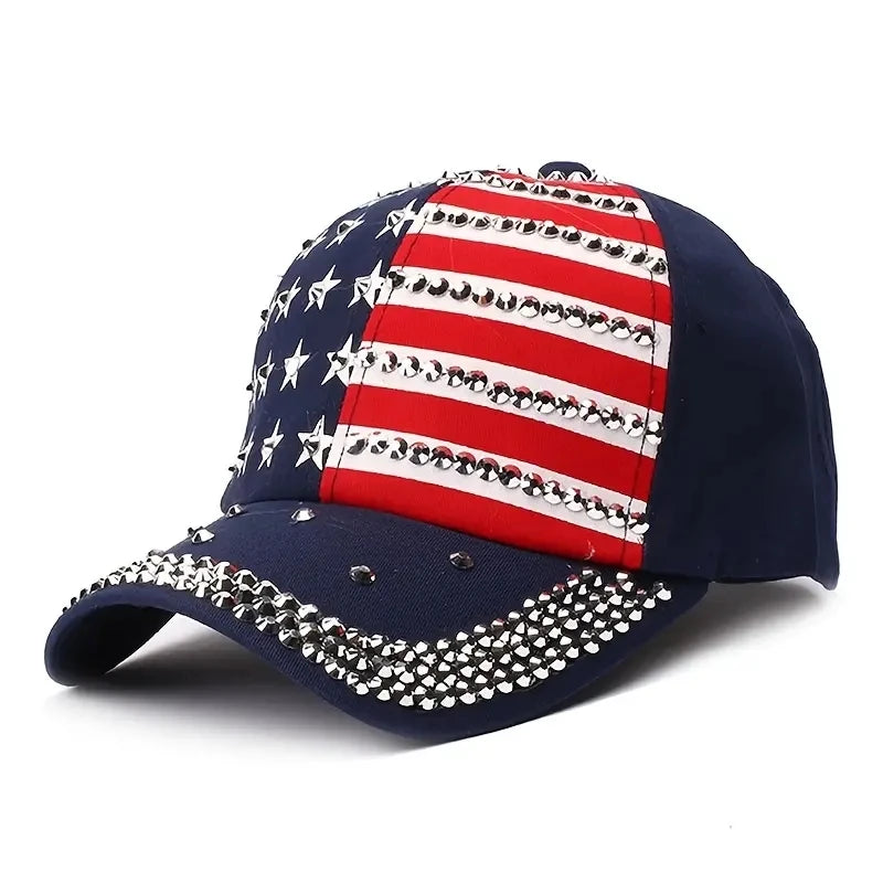 American Flag Sparkle Studded Baseball Cap - Choice of Color!