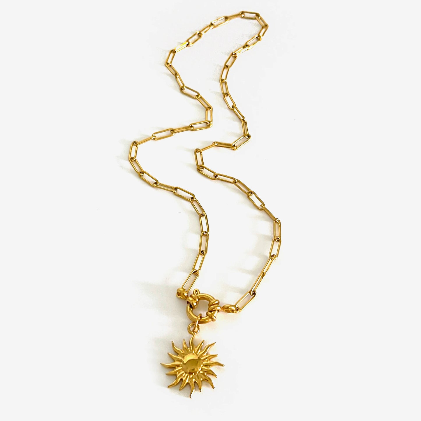 Coastal Sun Flower White Enamel Conch Pendant Necklace Stackable High Quality