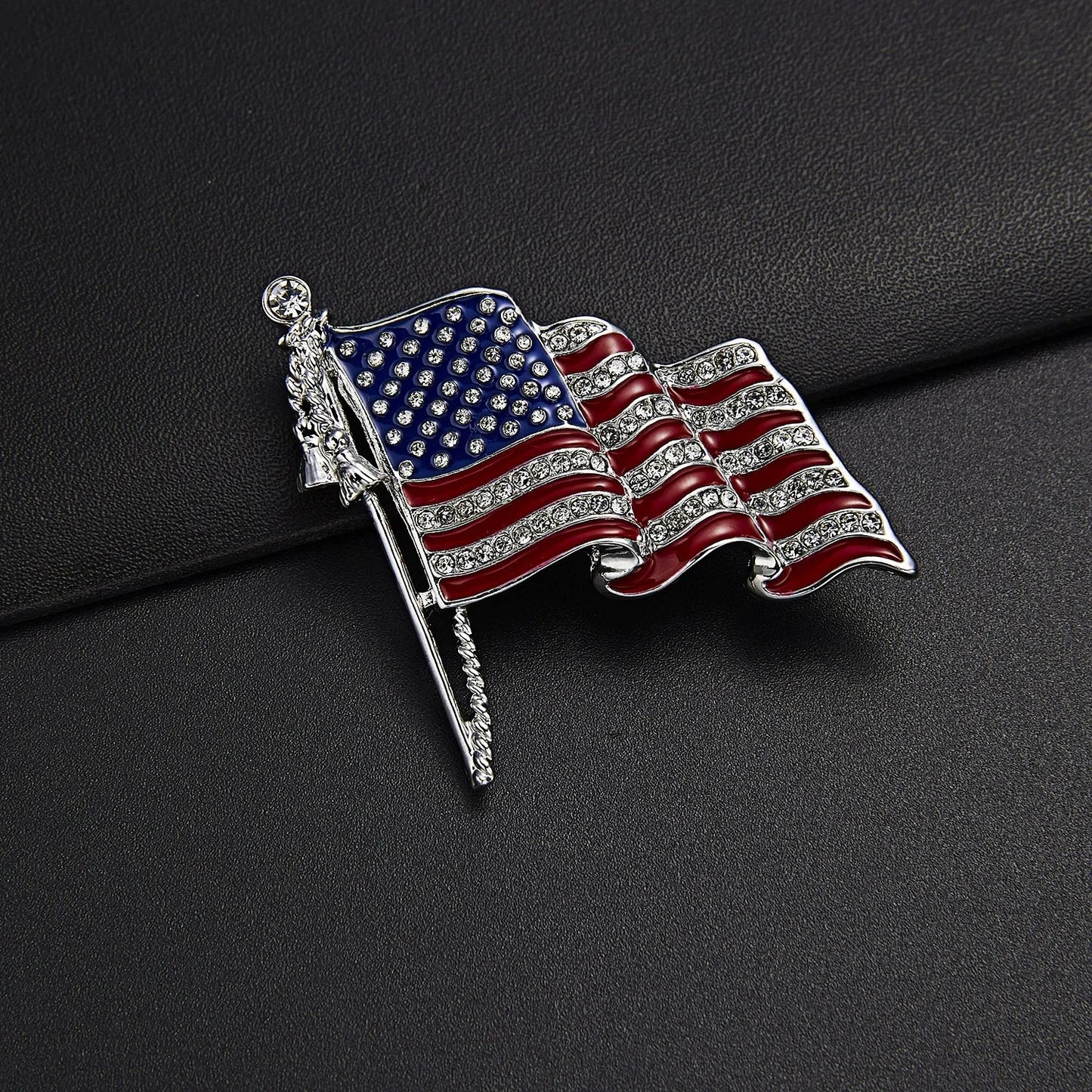 Rhinestone USA America Flags Brooches