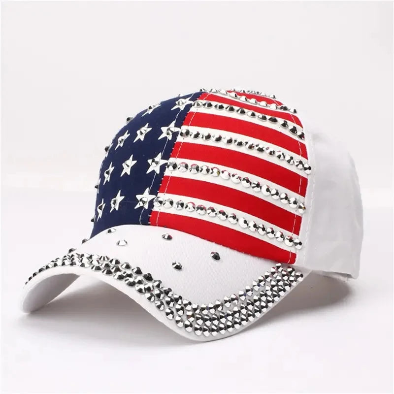 American Flag Sparkle Studded Baseball Cap - Choice of Color!