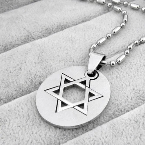 Stainless Steel Magen David Pendant Necklace